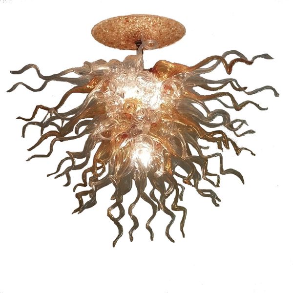 Пользовательские ручные вручную стеклянные люстры Мурано висит светодиодный подвесной лампа живущая комната люстра Освещения чистоты янтарный цвет 70см современное искусство дизайн освещает LR371