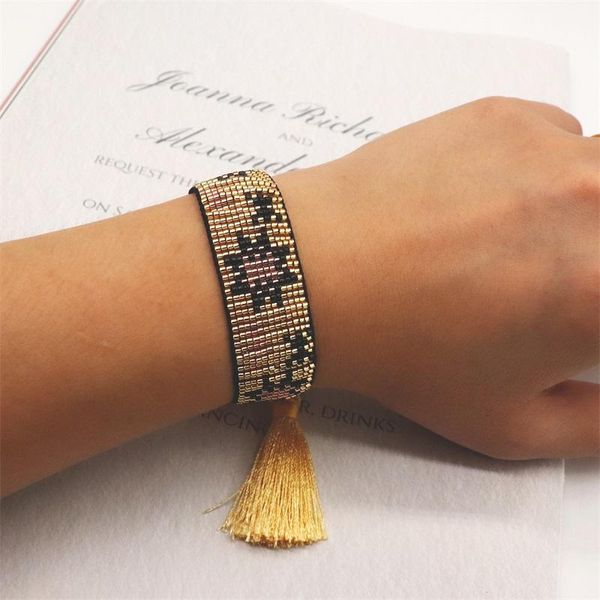 

beaded, strands zhongvi star bracelets for women pulseras mujer trendy bead jewelry 2021 galaxy pattern jewellery miyuki bracelet gift whole, Black