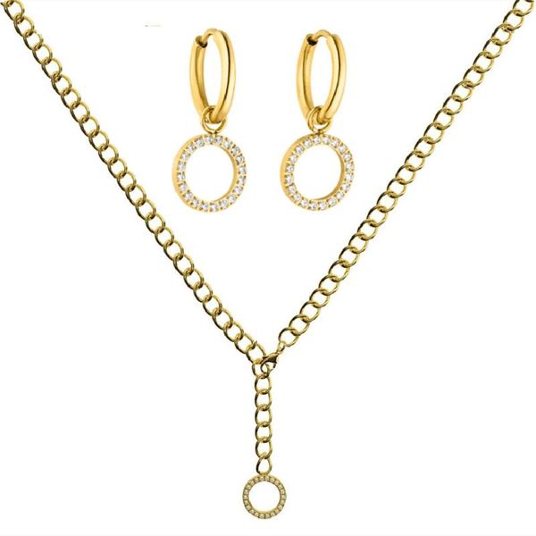 

earrings & necklace mavis hare stainless steel closed glow chunky crystal circle ring earring set as christmas day gift, Silver