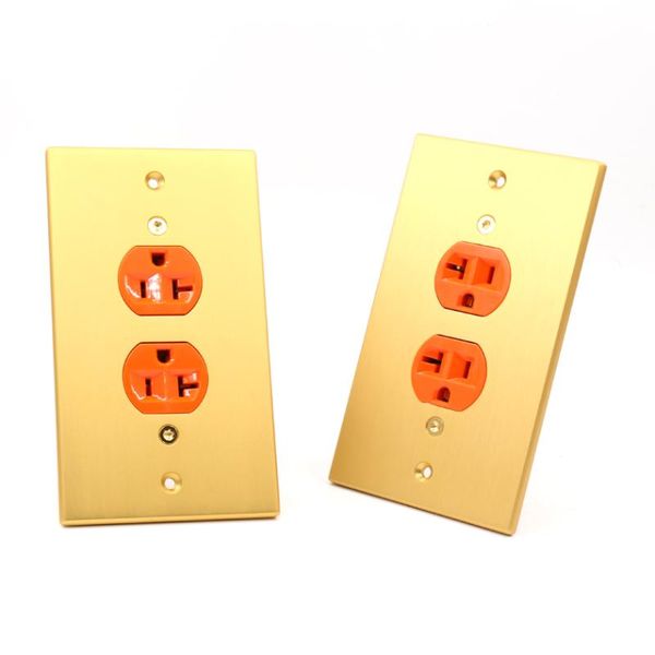 

one pieces pure alloy wall power audio av grade outlet 2 port 14.9cmx8.7cm sock with gold smart plugs