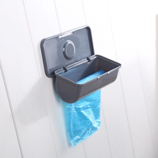 

1pcs wall-mounted plastic bag garbage bags storage box container holder waste for kitchen bathroom organization case &