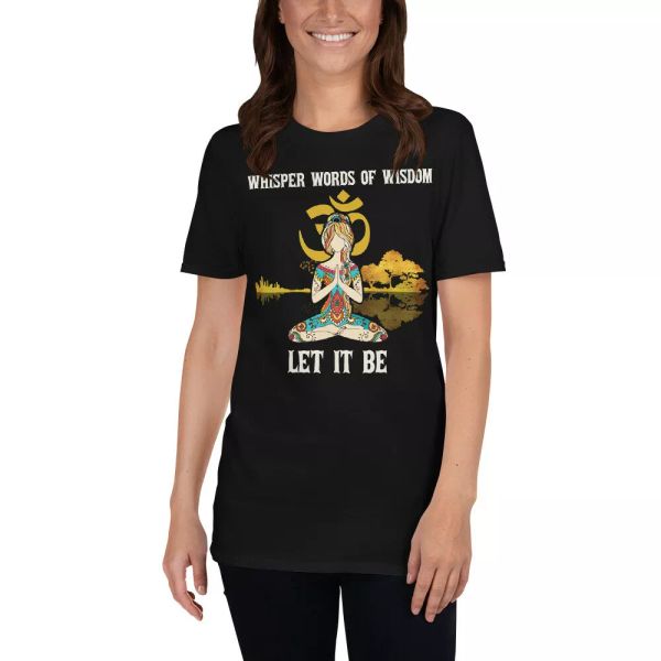 

whisper words of wisdom let it be cool tattoo woman yoga matching yoga shirt, White;black