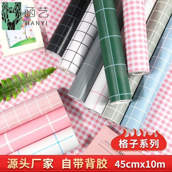 

wallpapers student pink plaid living room wallpaper self adhesive waterproof pvc bedroom background wall warm cloth