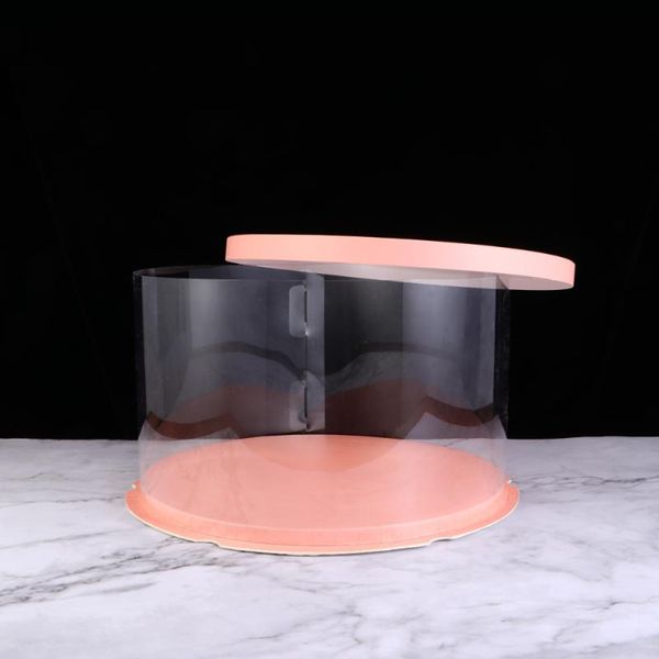 

cake box round packaging boxes transparent organizer for home dessert shop (black, single-layer) (8inch) gift wrap