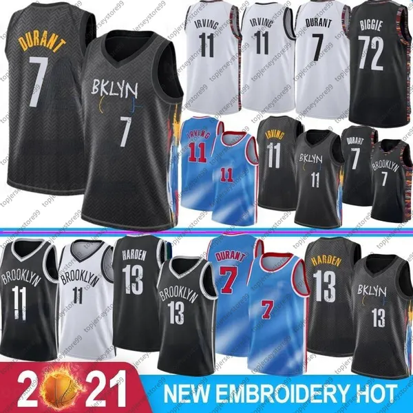 2021 New Kevin 7 Durant Kyrie 11 Mens Irving 13 Harden College Basketball Maglie Camisetas de baloncesto 2021 Stock S-XXL Jersey traspirante