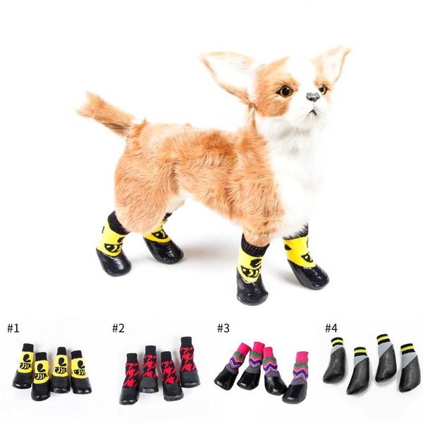 

dog apparel 4 pcs pet shoes boots waterproof socks puppy non-slip outdoor feet cover xjs789