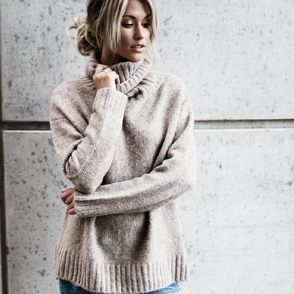 

women's sweaters aecu sweater female turtleneck loose pull femme hiver autumn winter pullover knitted jumper for women mujer, White;black