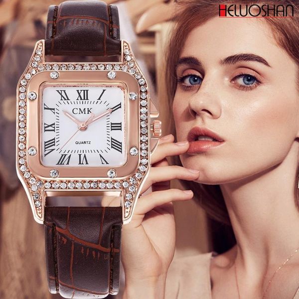 

wristwatches luxury lady watch for woman irregular shape quartz leather clock relogio feminino women watches relojes para mujer girl montre, Slivery;brown