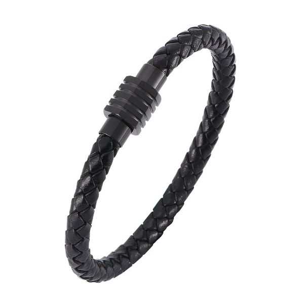 

charm bracelets casual men jewelry black braided leather rope bracelet stainless steel magnetic clasps wrist band for male boys sp0036, Golden;silver