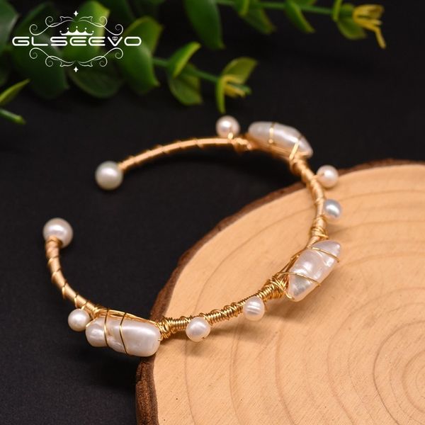 

bangles bracelet glseevo natural baroque pearl elastic handmade jewelry gift for women, Black