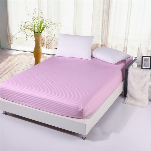 

sheets & sets jeefttby1pcs 100% cotton satin stripe mattress cover twin full queen king 9 size fitted bed sheet 1pcs solid color