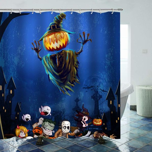 

halloween shower curtain horrible pumpkin ghost wizard fabric shower curtain with hooks scary bathroom curtain sets horrifying