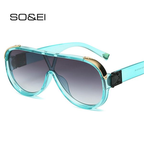 

designer sunglasses so&ei fashion one piece pilot women luxury brand vintage punk men gradient mirror sun glasses shades uv400, White;black