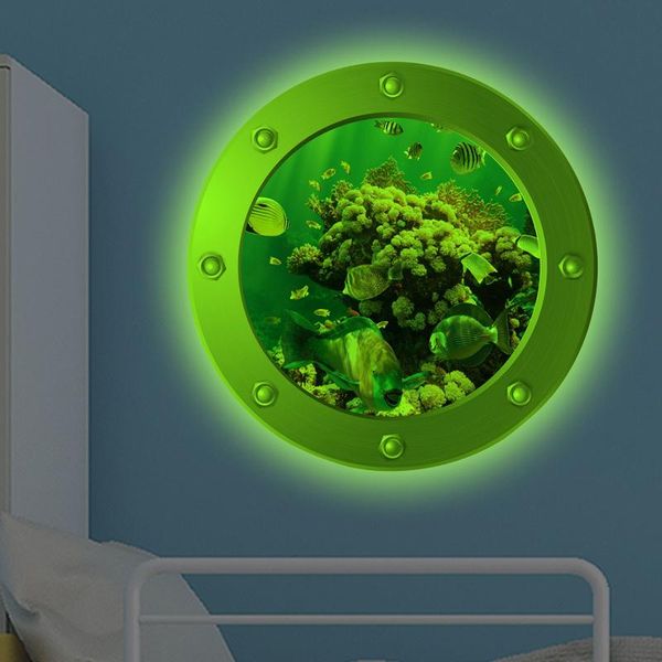 

wall stickers underwater world false door luminous creative kids room living decal home decor durable