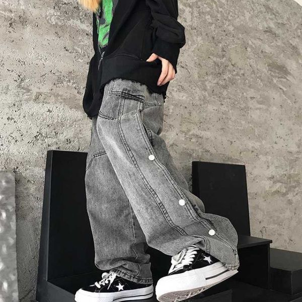 

cargo pants korea ulzzang hip-hop buttons casual couple plus size punk street high waist harajuku trousers vintage women pants 210608, Black;white
