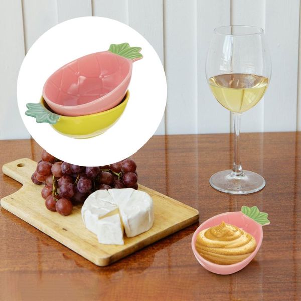 

dishes & plates 2pcs ceramic seasoning dish pineapple shape soy sauce vinegar