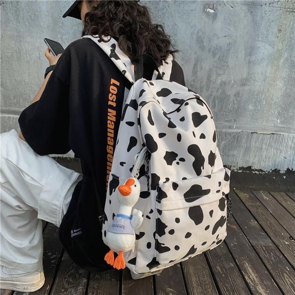 

backpack bags for women cow pattern canvas bag mochila bolsa