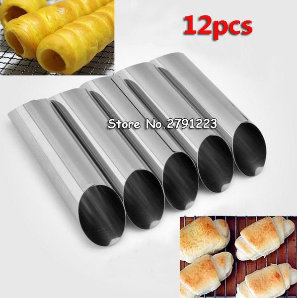 

baking & pastry tools 12pcs/set cannoli forms cake horn mold stainless steel tubes shells cream mould