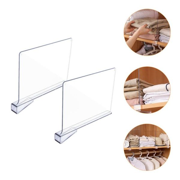 

hooks & rails 2pcs punch acrylic partitions shelf wardrobe (transparent)