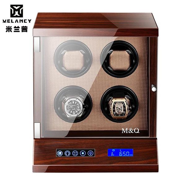 

watch boxes & cases winder for automatic watches version wooden accessories box storage luxury, Black;blue