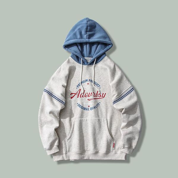 

men's hoodies & sweatshirts hip hop patchwork color contrast men harajuku casual streetwear hoodie sweatshirt campus couple sports hood, Black