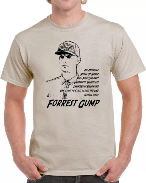 

forrest gump movie parody funny cool fan t shirt, White;black