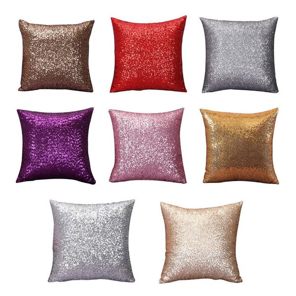 

pillow solid color glitter sequins cushion home decor case