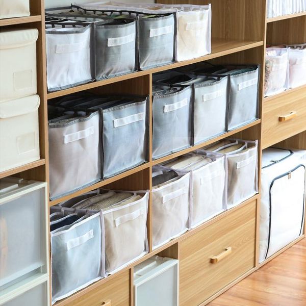 

storage bags clothes trousers closet box jeans wool sweater mesh transparent organizers underwear sock drawer wardrobe separation
