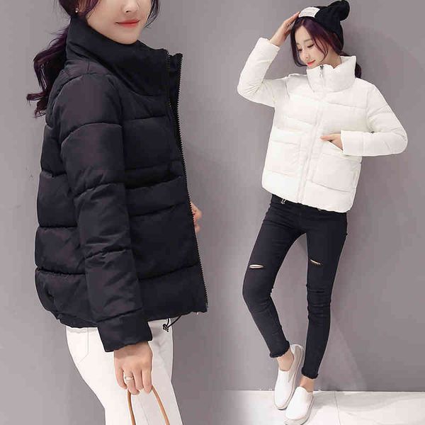 

women's down & parkas jacket women winter fashion warm thick solid short style cotton padded coat stand collar  xxl mj69, Black