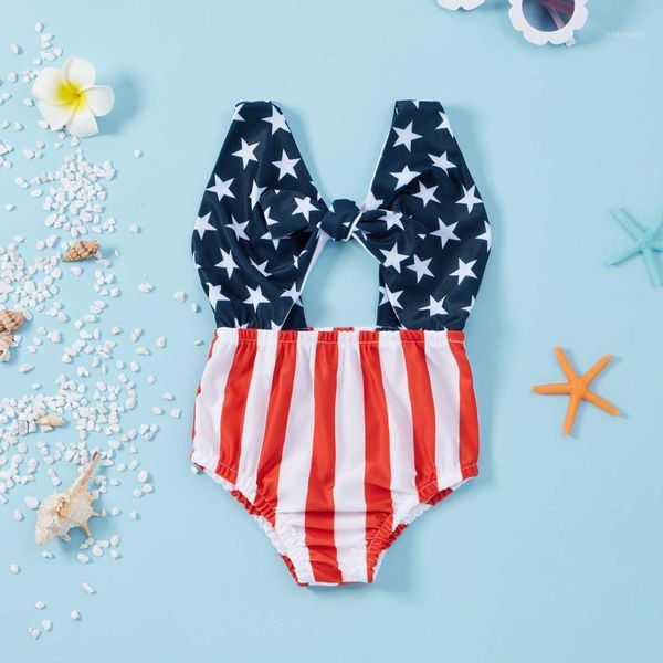 

baby girl swimwear 2021 toddler independence day flag print one-piece swimsuit beach traje de baÃ±o niÃ±a one-pieces, Black