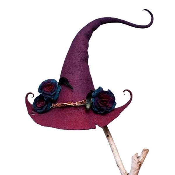 

party hats 2022 sell women modern witch hat foldable costume cosplay props sharp pointed wool felt halloween cap