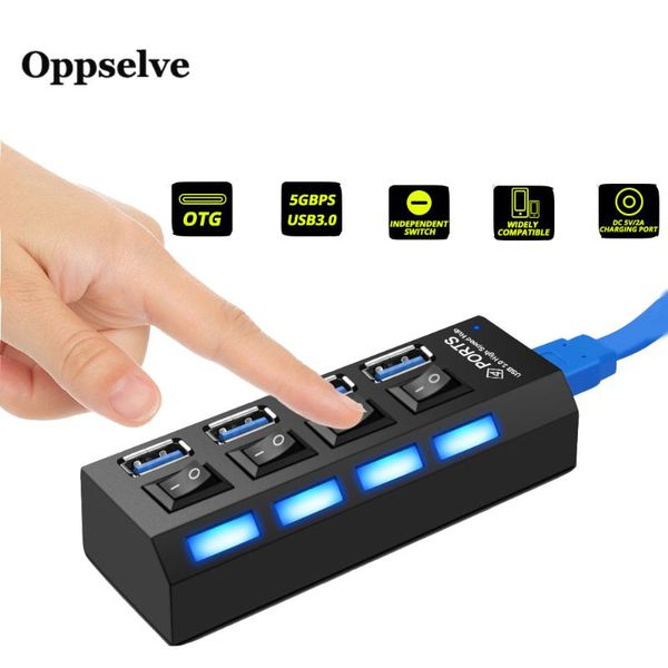 

hubs multi port usb 3.0 hub c converter with led on off 4 ports adapter otg computer accessories splitter extender