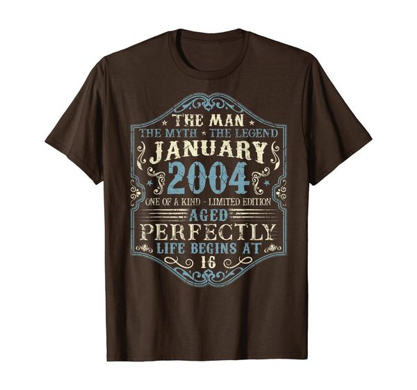 

january 2004 man myth legend tee 16th bday gifts 16 yrs old t-shirt, White;black