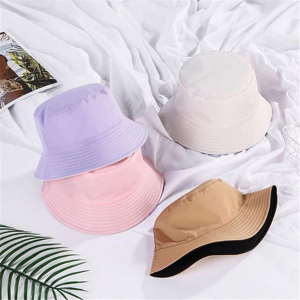 

wide brim hats fashionable cap women's bucket hat double-sided solid color panama fisherman visor summer for lady outdoor beach girl su, Blue;gray
