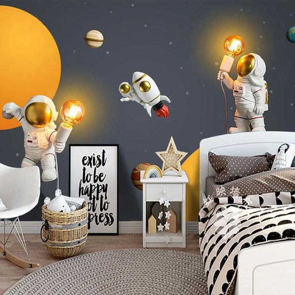 

wallpapers custom 3d wall mural modern hand drawn cartoon astronaut spaceship po wallpaper children room background painting