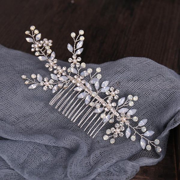 

hair clips & barrettes luxury opal crystal headbands for women bridal headpiece handmade wedding comb party prom jewelry accessories, Golden;silver