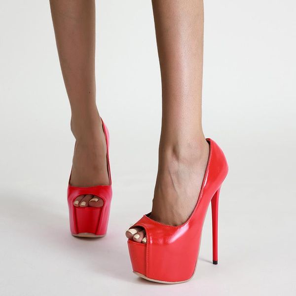 

dress shoes 16cm high heels big size 11 red wedding for women bride peep toe ladies pumps 2022 platforms stilettos dames schoenen, Black