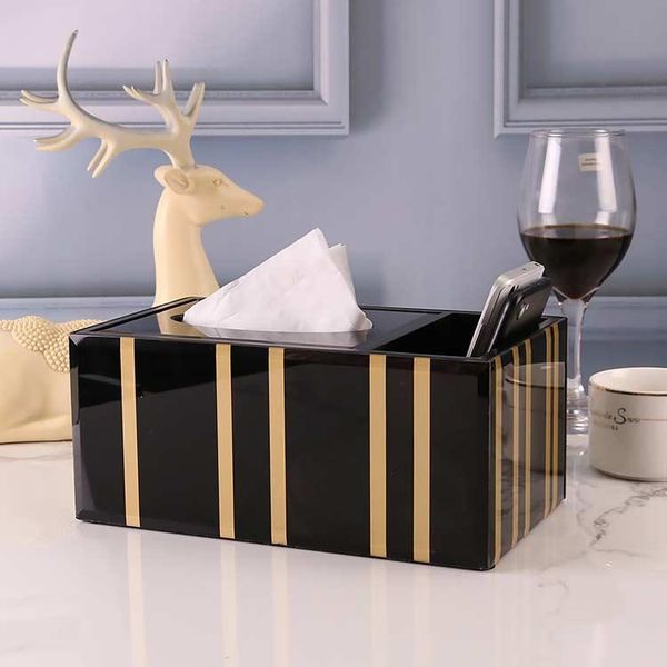 

tissue boxes & napkins creative glass gold striped box nordic style living room coffee table bedroom makeup remote control storage ashtray