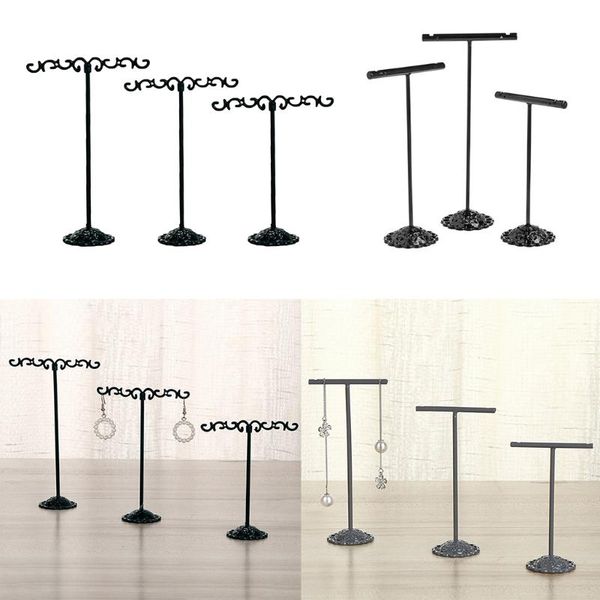 

jewelry pouches, bags 3 pcs. stand t-type holder earring stand, black, Pink;blue