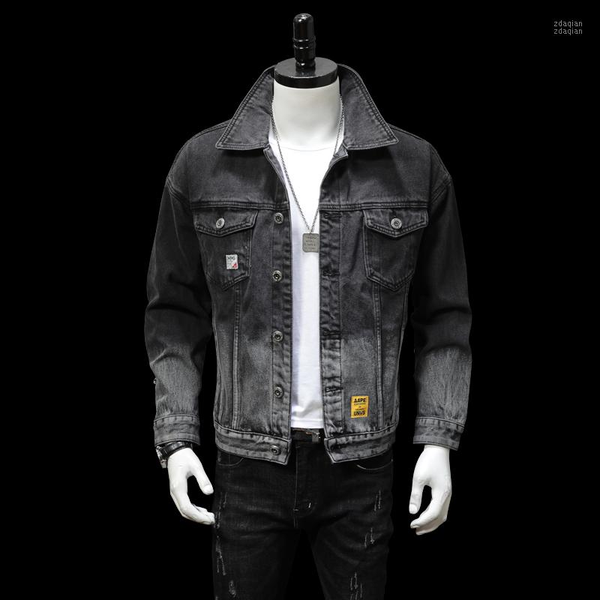 

men's jackets autumn mens denim jacket men trendy casual windbreaker male bomber black gray cowboy jeans clothing m-5xl, Black;brown