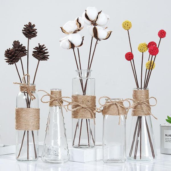 

vases creative nordic glass living room table decoration rope dry flower vase diy bottle christmas year