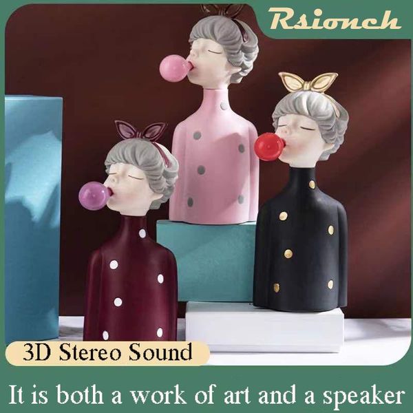 

mini speakers folk art bluetooth speaker portable wireless cute gadget deskdecoration loudspeakerbubble artwork gum girl