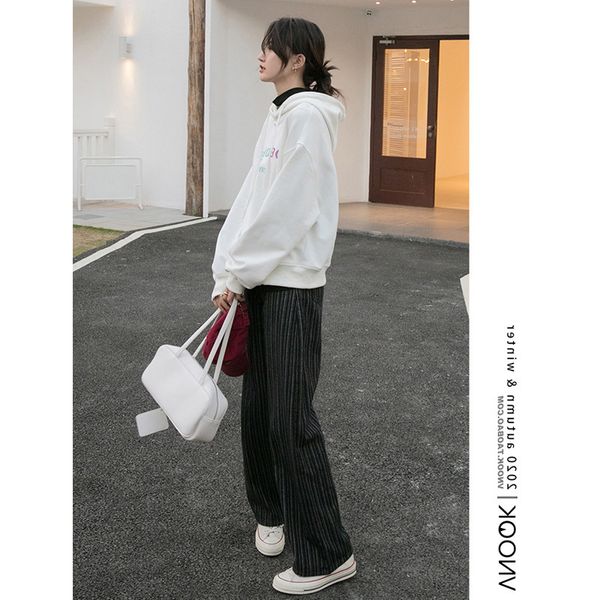 

vintage striped female breeches straight waist high denim blue woven pants casual girl jeans