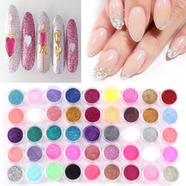 

nail glitter 45pcs/set powder for nails makeup eyeshadow 45 colors art mix sequins shimmer cosmetic craft, Silver;gold