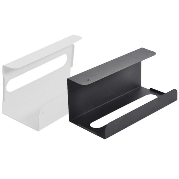 

tissue boxes & napkins 2pcs wall mount dispenser over the cabinet iron paper holder napkin organizer for kitchen home (black, white)