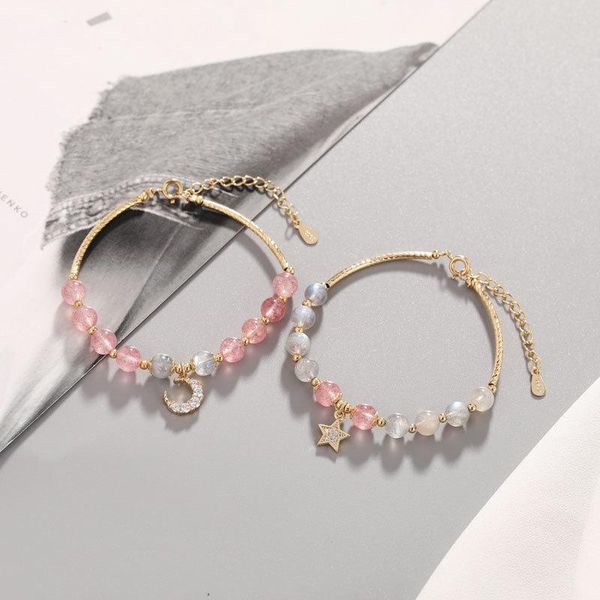 

charm bracelets star moon strawberry crystal bracelet for girls, Golden;silver