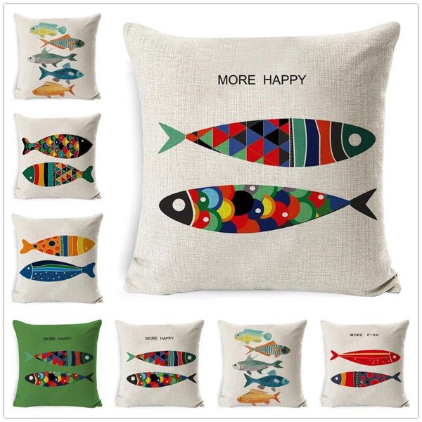 

cushion/decorative pillow colorful sea animal fish cushion case pattern cotton linen cover pillowcase chair waist throw 18x18 inches