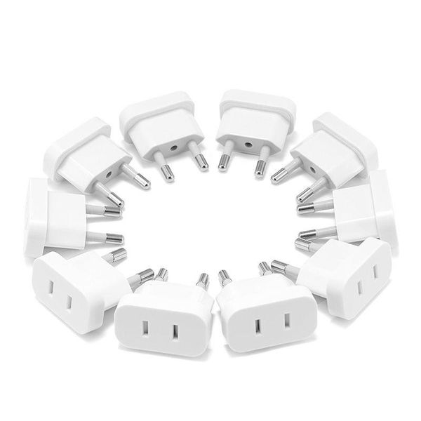 

smart power plugs 10pcs us to eu plug socket outlet 4.0/4.8mm euro europe adapter travel electrical