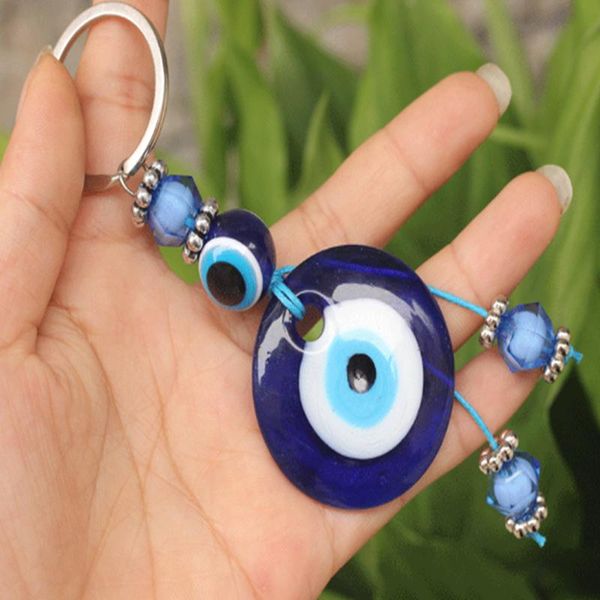 

keychains turkey evil eye crystal beads glass pendant gift fit diy keychain car key chains ring accessories, Silver
