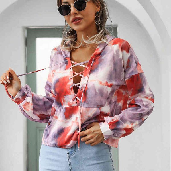 

women's autumn / winter lantern sleeve printed pullover hoodie 210514, Black